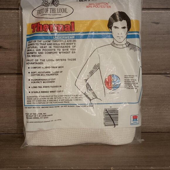 Vintage Fruit of the Loom Men's 1 Thermal  Shirt Size Medium 38-40 1983 New - Picture 3 of 8